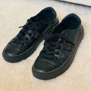 Black leather shoes